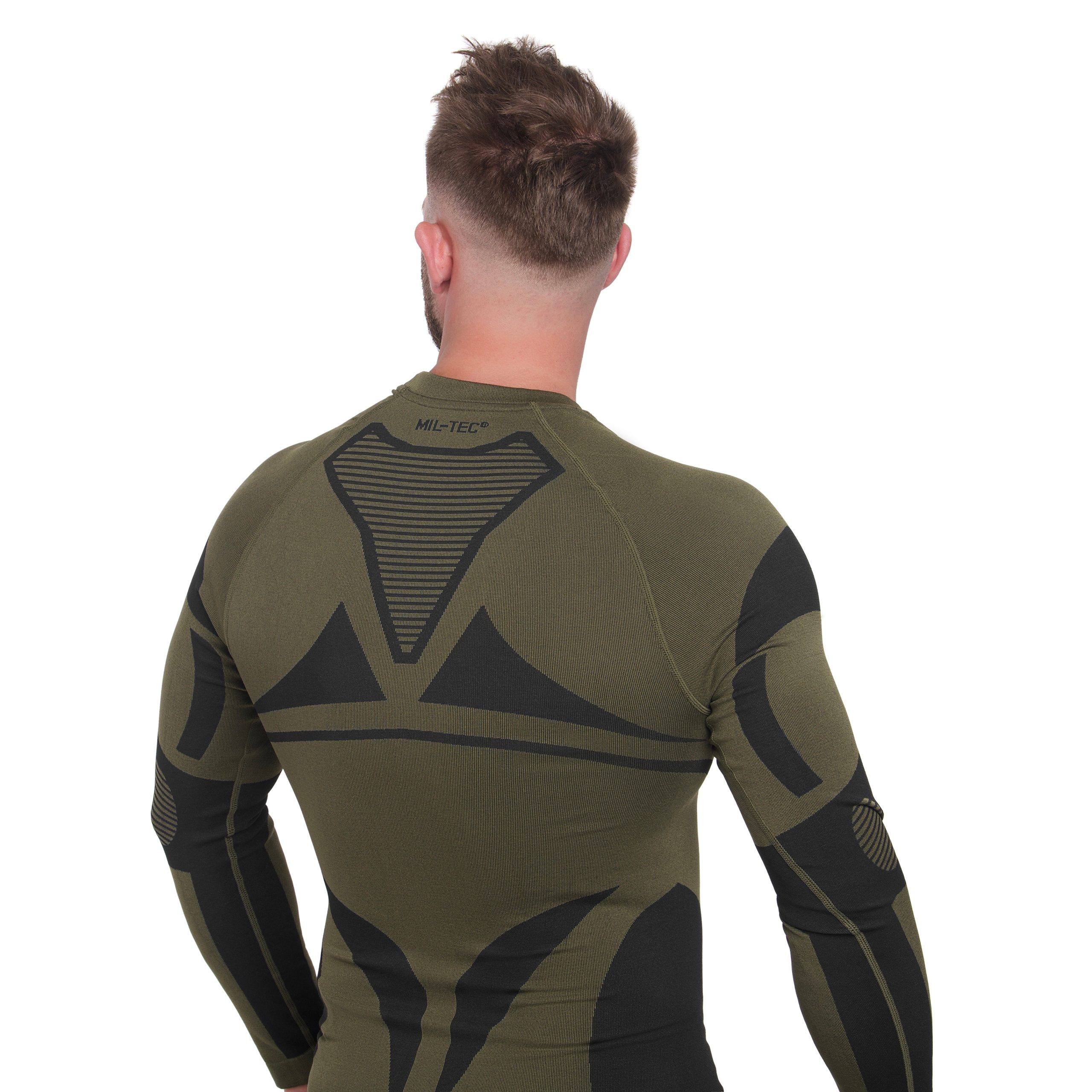336030_bielizna-termoaktywna-mil-tec-4-way-stretch-performance-olive-widok-model-tyl